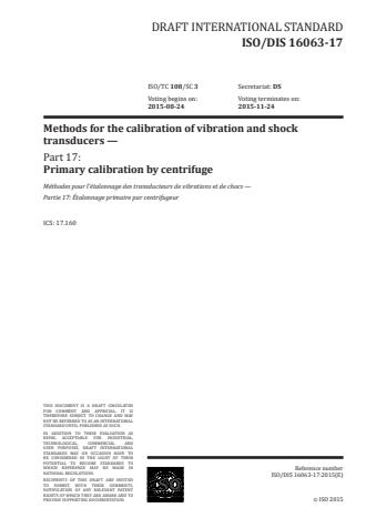 ISO 16063-17:2016 - Methods for the calibration of vibration and shock transducers