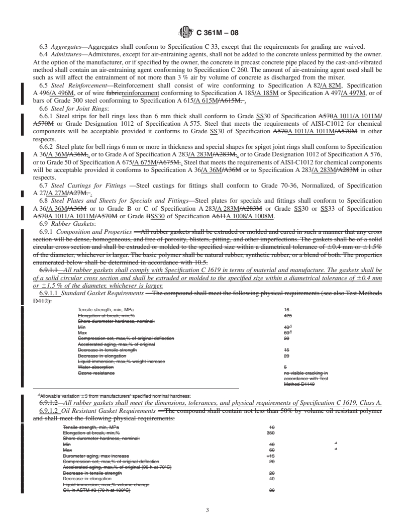 REDLINE ASTM C361M-08 - Standard Specification for Reinforced Concrete Low-Head Pressure Pipe (Metric)