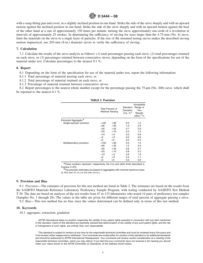 REDLINE ASTM D5444-08 - Standard Test Method for Mechanical Size Analysis of Extracted Aggregate