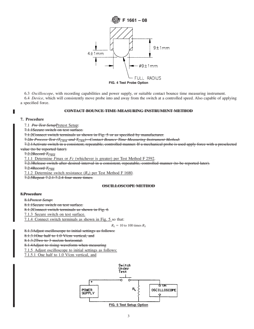 REDLINE ASTM F1661-08 - Standard Test Method for Determining the Contact Bounce Time of a Membrane Switch