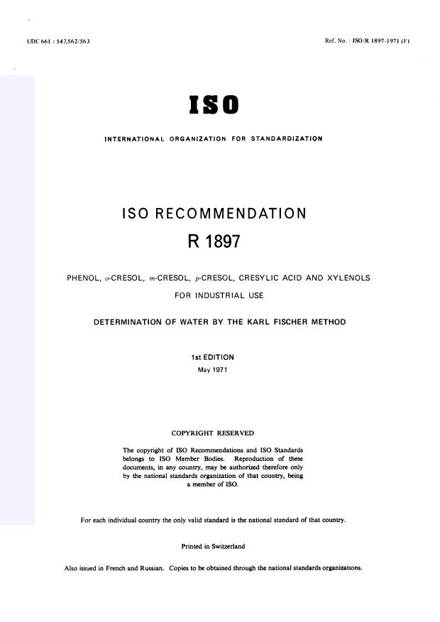 ISO/R 1897:1971 - Withdrawal of ISO/R 1897-1971
