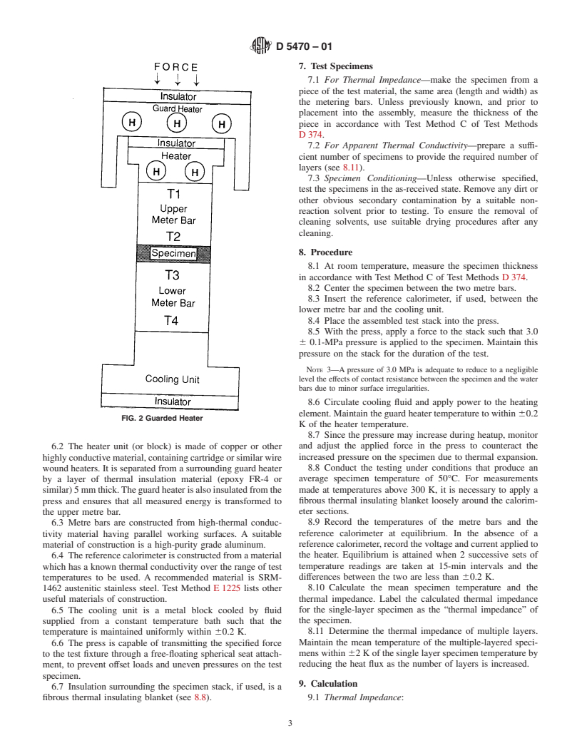 ASTM D5470-01 - Standard Test Method for Thermal Transmission Properties of Thin Thermally Conductive Solid Electrical Insulation Materials