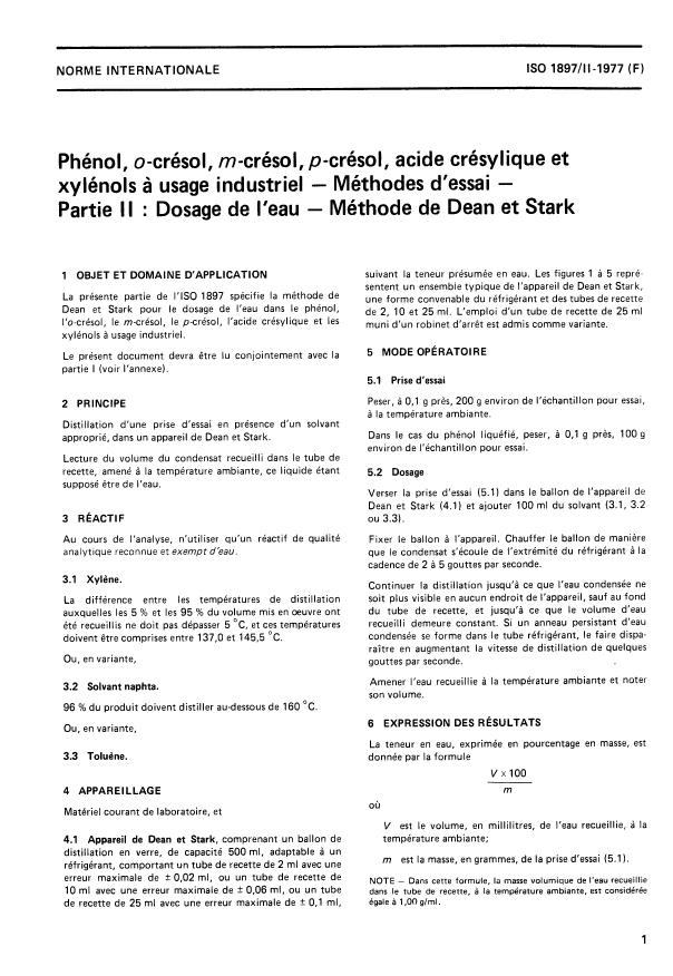 ISO 1897-2:1977 - Phénol, o-crésol, m-crésol, p-crésol, acide crésylique et xylénols a usage industriel -- Méthodes d'essai