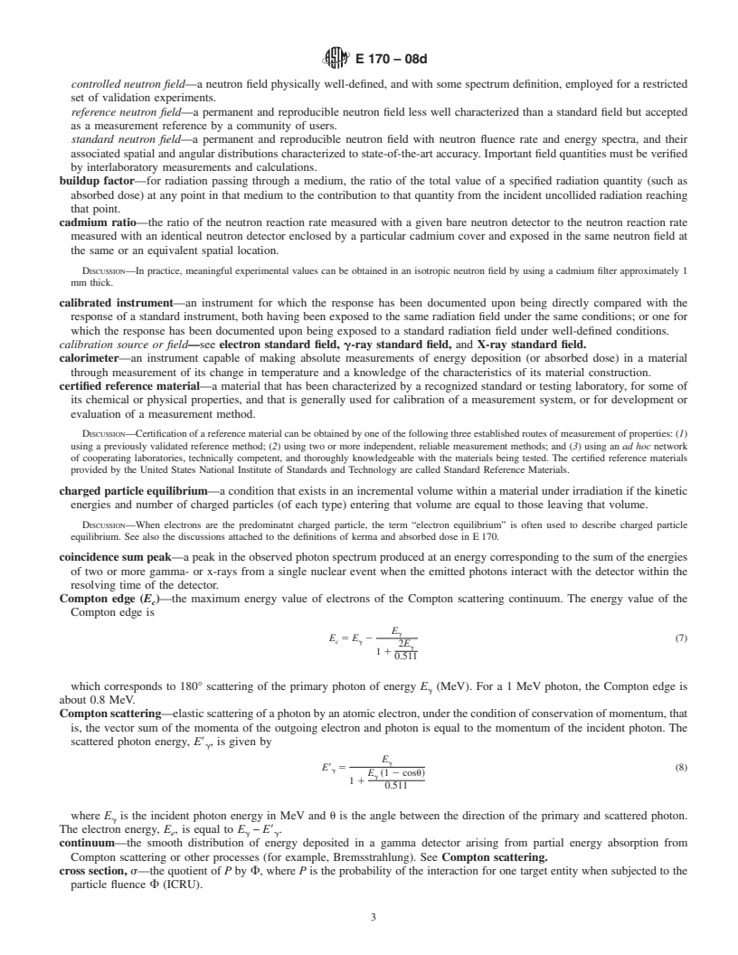 REDLINE ASTM E170-08d - Standard Terminology Relating to  Radiation Measurements and Dosimetry