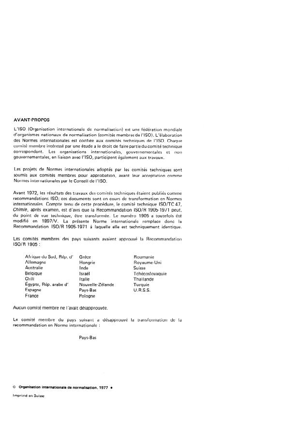ISO 1897-5:1977 ISO 1897-5:1977 - Phénol, o-crésol, m-crésol, p-crésol, acide crésylique et xylénols a usage industriel -- Méthodes d'essai - Page 2 preview