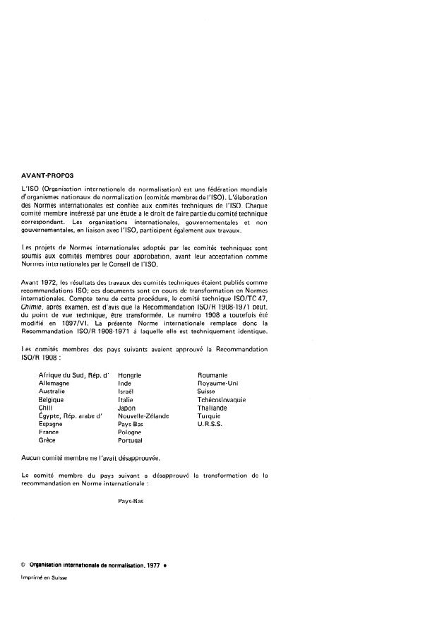 ISO 1897-6:1977 ISO 1897-6:1977 - Phénol, o-crésol, m-crésol, p-crésol, acide crésylique et xylénols a usage industriel -- Méthodes d'essai - Page 2 preview