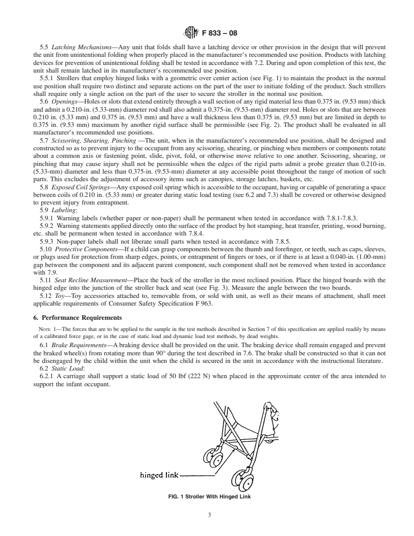 REDLINE ASTM F833-08 - Standard Consumer Safety Performance Specification for Carriages and Strollers