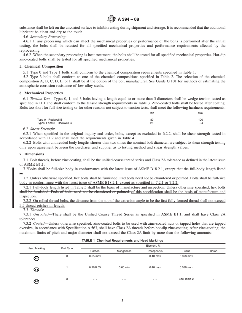 REDLINE ASTM A394-08 - Standard Specification for Steel Transmission Tower Bolts, Zinc-Coated and Bare