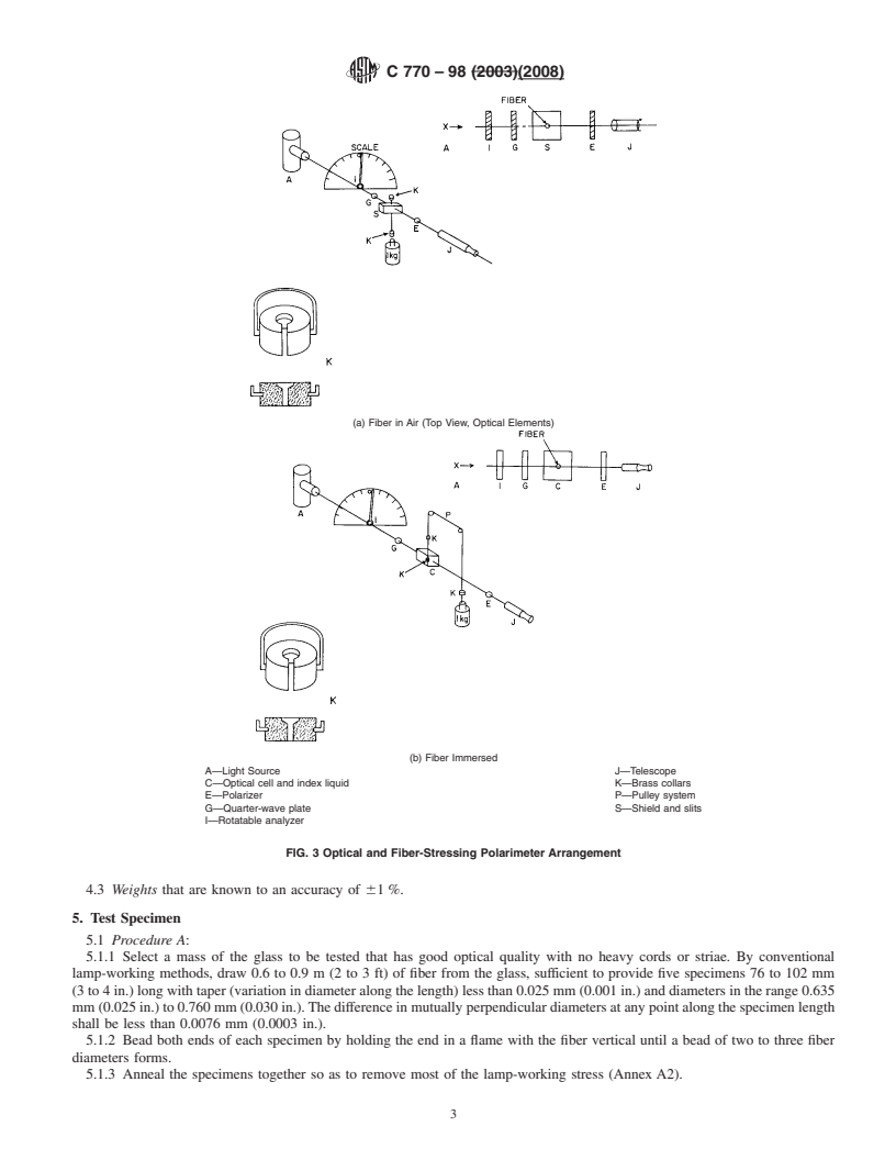 REDLINE ASTM C770-98(2008) - Standard Test Method for Measurement of Glass Stress&#8212;Optical Coefficient