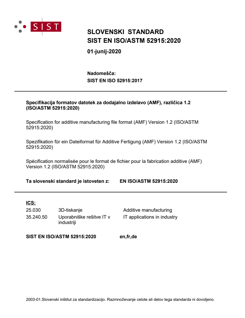 EN ISO/ASTM 52915:2020 - BARVE