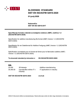 EN ISO/ASTM 52915:2020 - BARVE - Page 1 preview