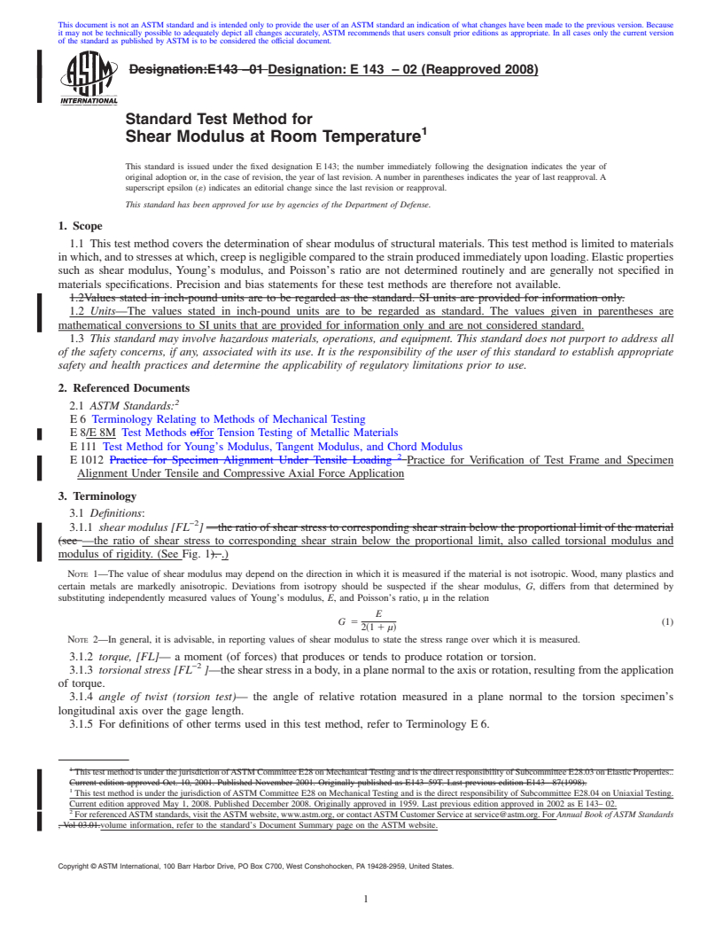 REDLINE ASTM E143-02(2008) - Standard Test Method for Shear Modulus at Room Temperature