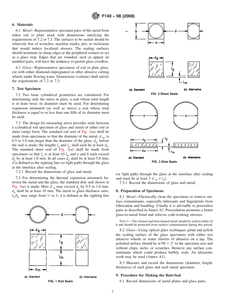 ASTM F140-98(2008) - Standard Practice for Making Reference Glass-Metal Butt Seals and Testing for Expansion Characteristics by Polarimetric Methods