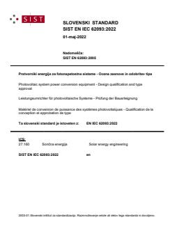 SIST EN IEC 62093:2022 - BARVE - Page 1 preview