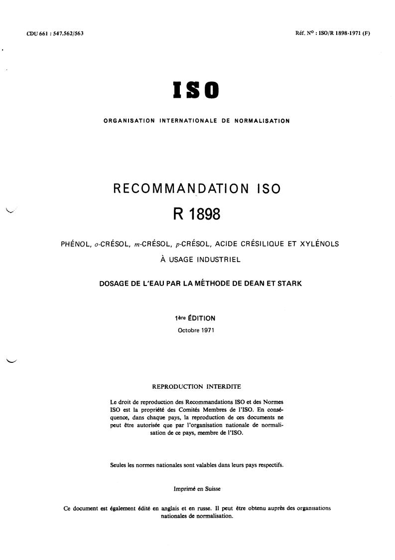 ISO/R 1898:1971 - Withdrawal of ISO/R 1898-1971
Released:12/1/1971