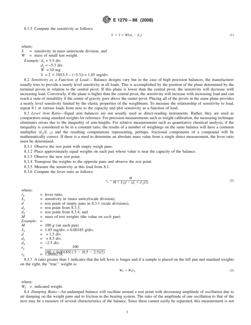 REDLINE ASTM E1270-88(2008) - Standard Test Method for Equal Arm Balances