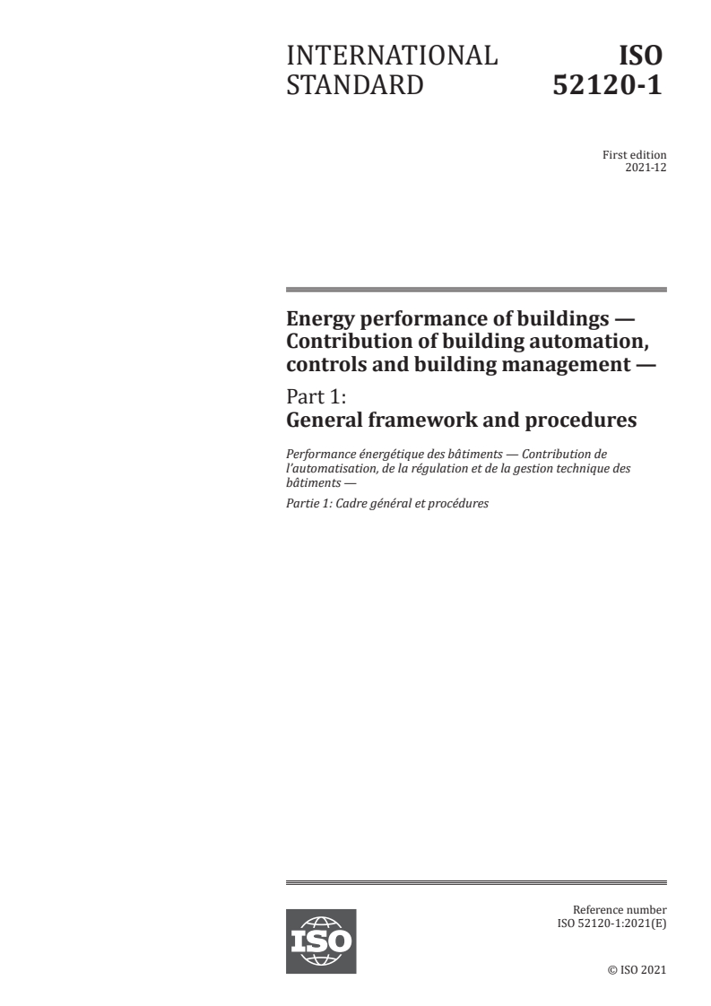 ISO 52120-1:2021 - Energy performance of buildings -- Contribution of building automation, controls and building management