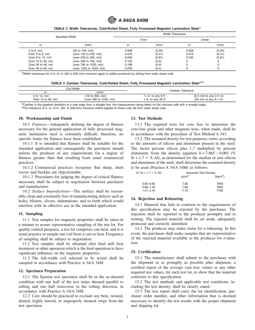 ASTM A840/A840M-00 - Standard Specification for Fully Processed Magnetic Lamination Steel