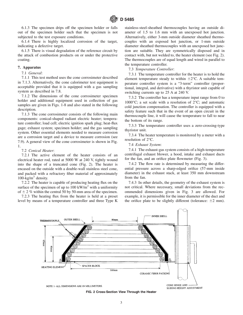 ASTM D5485-99 - Standard Test Method for Determining the Corrosive Effect of Combustion Products Using the Cone Corrosimeter