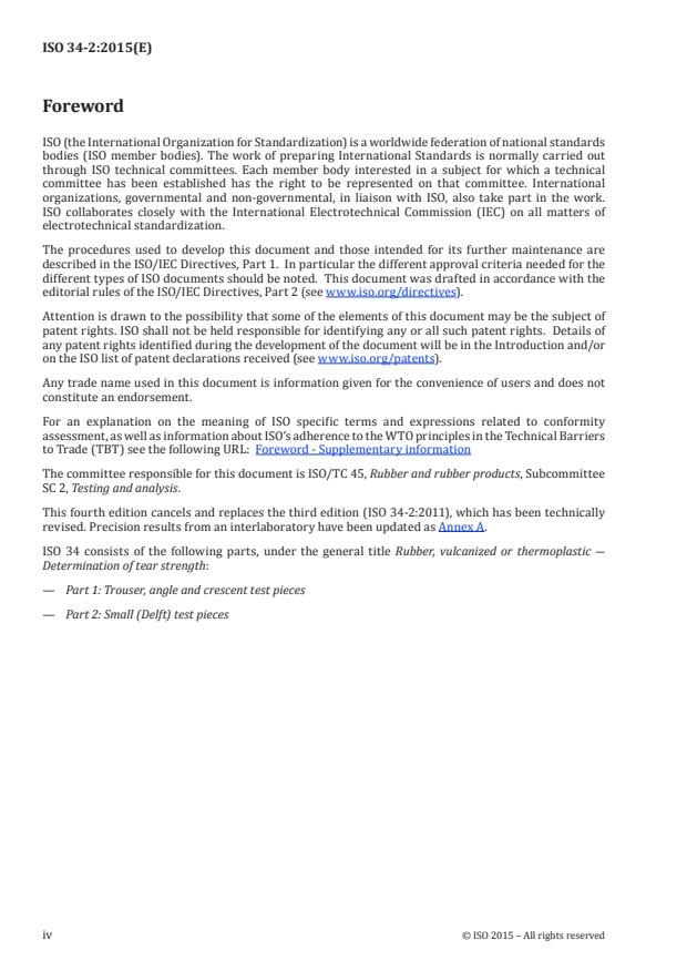 ISO 34-2:2015 ISO 34-2:2015 - Rubber, vulcanized or thermoplastic -- Determination of tear strength - Page 4 preview