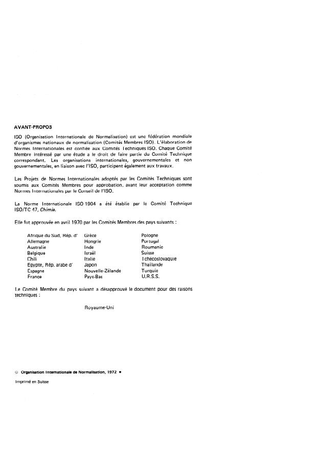 ISO 1904:1972 ISO 1904:1972 - Phénol liquéfié a usage industriel -- Dosage du phénol et de ses homologues -- Méthode par bromuration - Page 2 preview