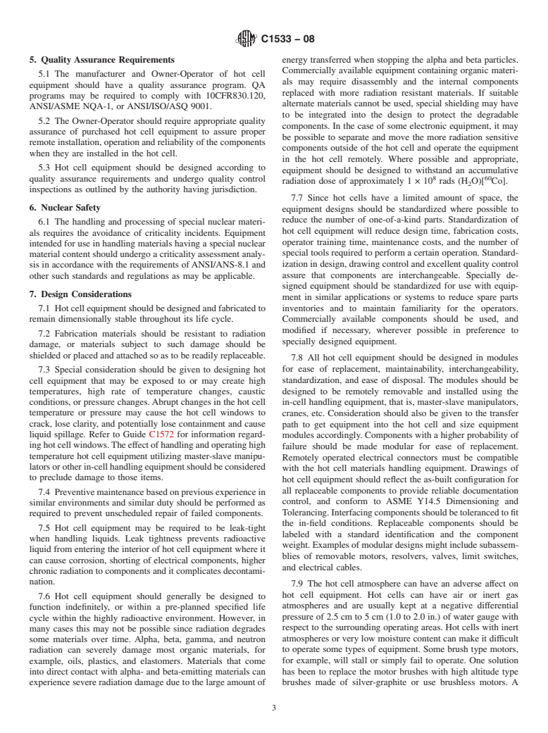 ASTM C1533-08 - Standard Guide for General Design Considerations for Hot Cell Equipment