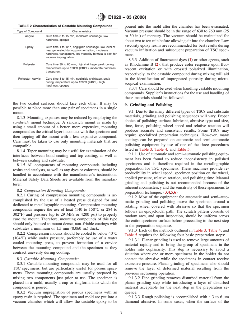 ASTM E1920-03(2008) - Standard Guide for Metallographic Preparation of Thermal Sprayed Coatings