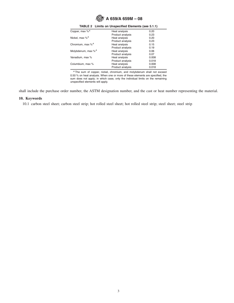 REDLINE ASTM A659/A659M-08 - Standard Specification for Commercial Steel (CS), Sheet and Strip, Carbon (0.16 Maximum to 0.25 Maximum Percent), Hot-Rolled