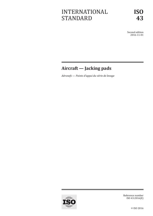 ISO 43:2016 - Aircraft -- Jacking pads
