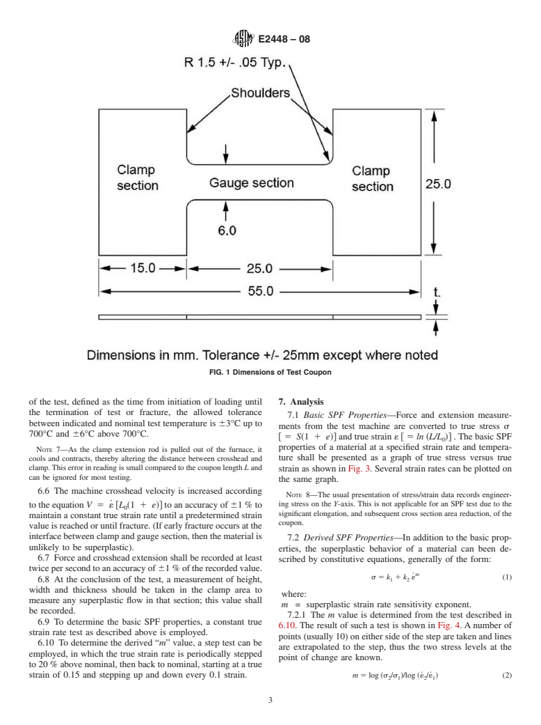 ASTM E2448-08 - Standard Test Method for Determining the Superplastic Properties of Metallic Sheet Materials