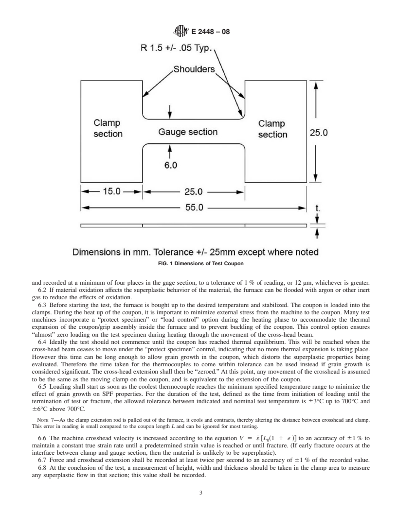 REDLINE ASTM E2448-08 - Standard Test Method for Determining the Superplastic Properties of Metallic Sheet Materials