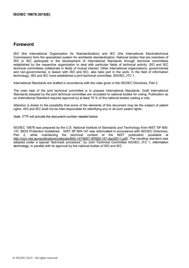 ISO/IEC 19678:2015 ISO/IEC 19678:2015 - Information Technology -- BIOS Protection Guidelines - Page 4 preview