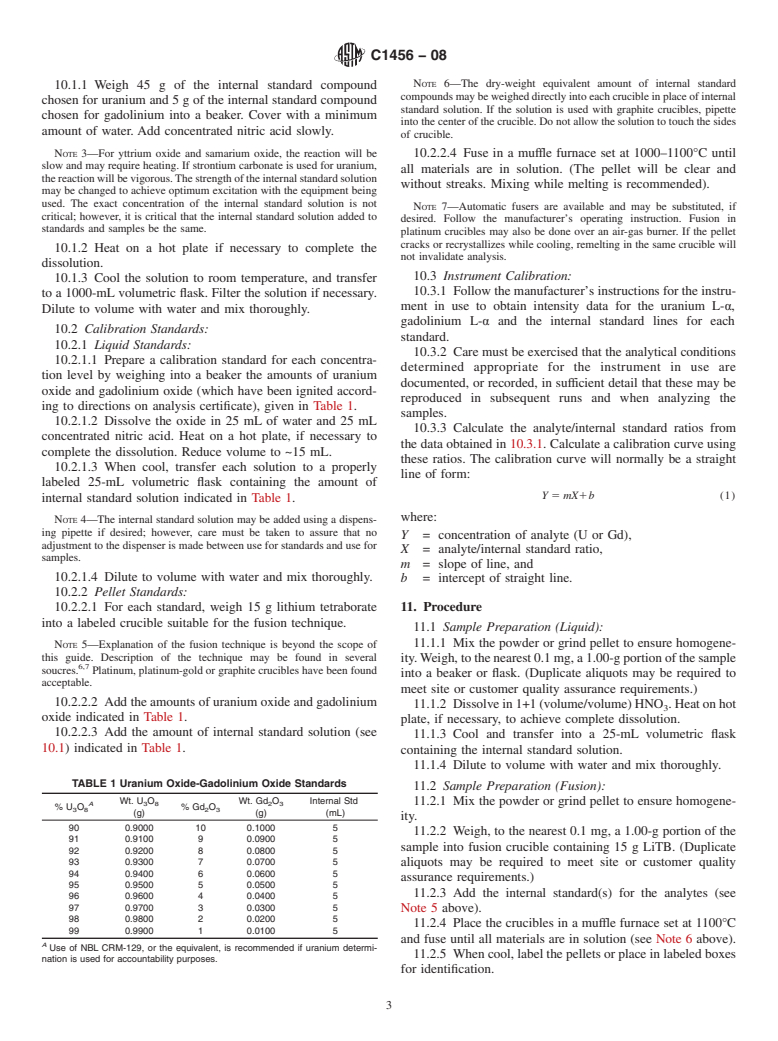 ASTM C1456-08 - Standard Test Method for the Determination of Uranium or Gadolinium, or Both, in Gadolinium Oxide-Uranium Oxide Pellets or by X-Ray Fluorescence (XRF)