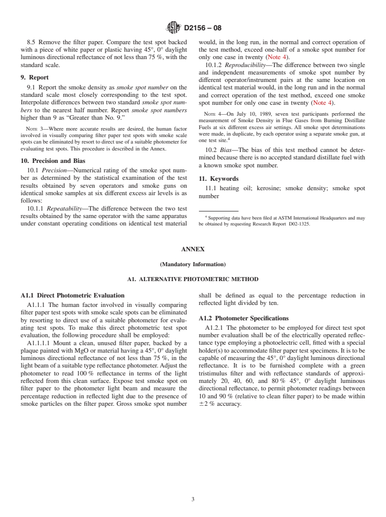 ASTM D2156-08 - Standard Test Method for Smoke Density in Flue Gases from Burning Distillate Fuels