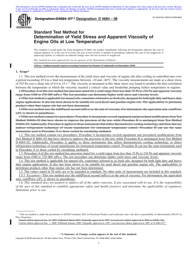 REDLINE ASTM D4684-08 - Standard Test Method for Determination of Yield Stress and Apparent Viscosity of Engine Oils at Low Temperature