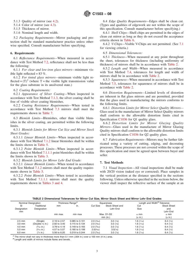 ASTM C1503-08 - Standard Specification for Silvered Flat Glass Mirror