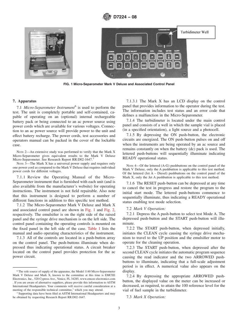 ASTM D7224-08 - Standard Test Method for Determining Water Separation Characteristics of Kerosine-Type Aviation Turbine Fuels Containing Additives by Portable Separometer