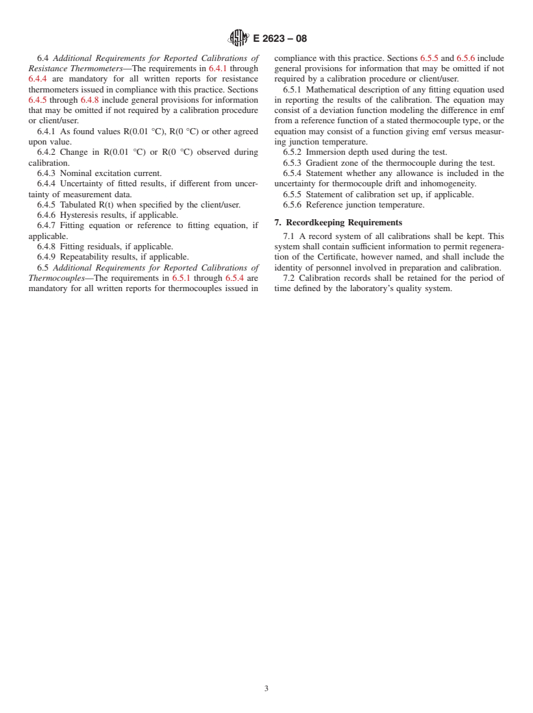 ASTM E2623-08 - Standard Practice for Reporting Temperature Calibrations