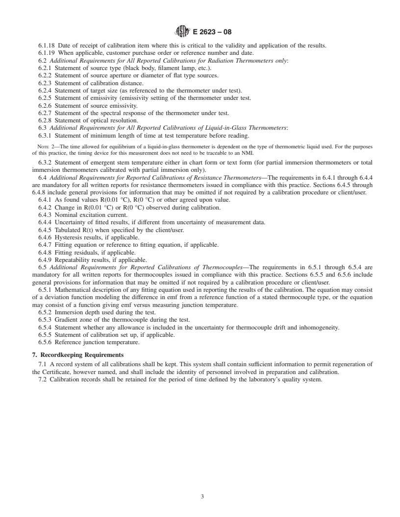 REDLINE ASTM E2623-08 - Standard Practice for Reporting Temperature Calibrations