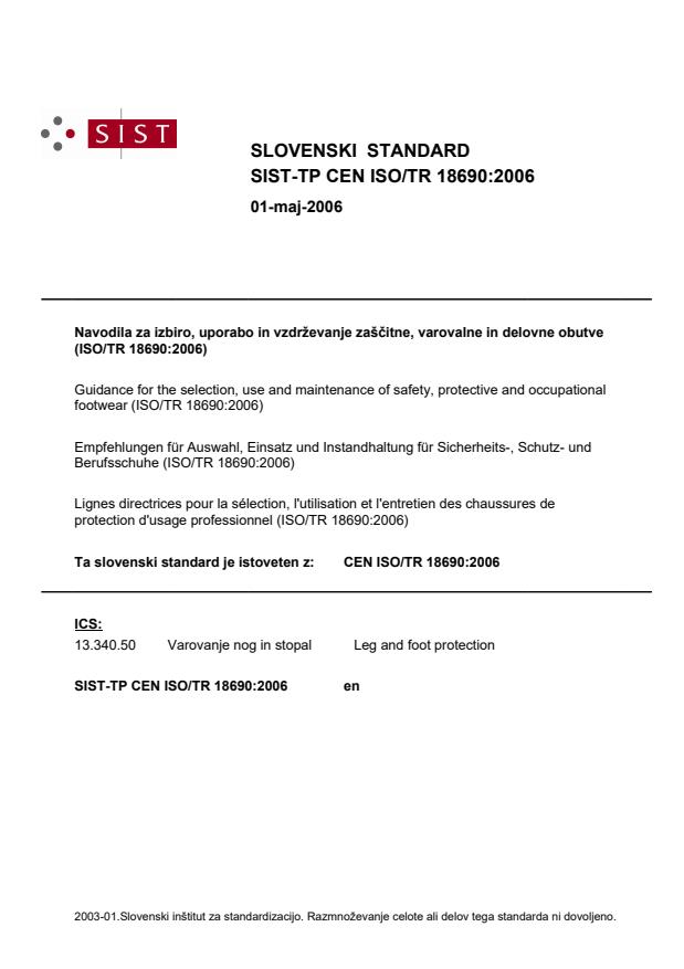 TP CEN ISO/TR 18690:2006
