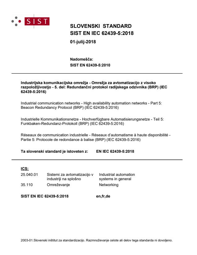 EN IEC 62439-5:2018 - BARVE