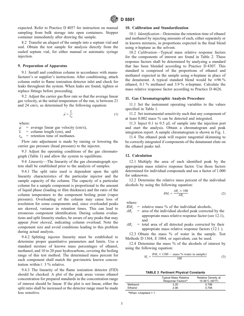 ASTM D5501-94(1998)e1 - Standard Test Method for Determination of Ethanol Content of Denatured Fuel Ethanol by Gas Chromatography