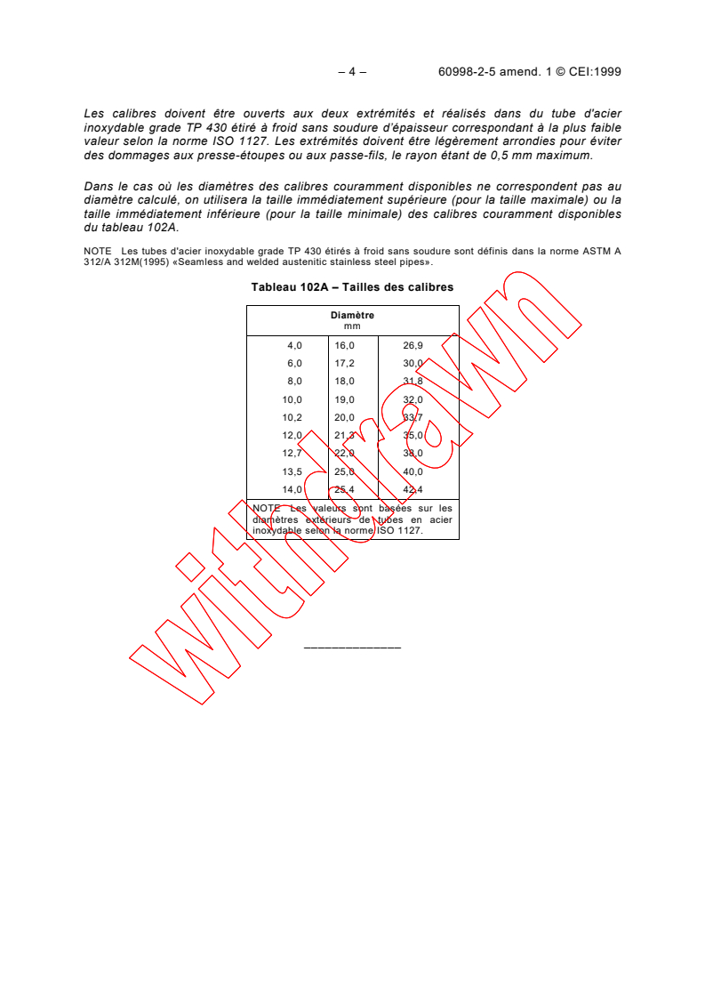 IEC 60998-2-5:1996/AMD1:1999 IEC 60998-2-5:1996/AMD1:1999 - Amendment 1 - Connecting devices for low-voltage circuits for household and similar purposes - Part 2-5: Particular requirements for connecting boxes (junction and/or tapping) for terminals or connecting devices
Released:10/18/1999
Isbn:2831849764 - Page 4 preview