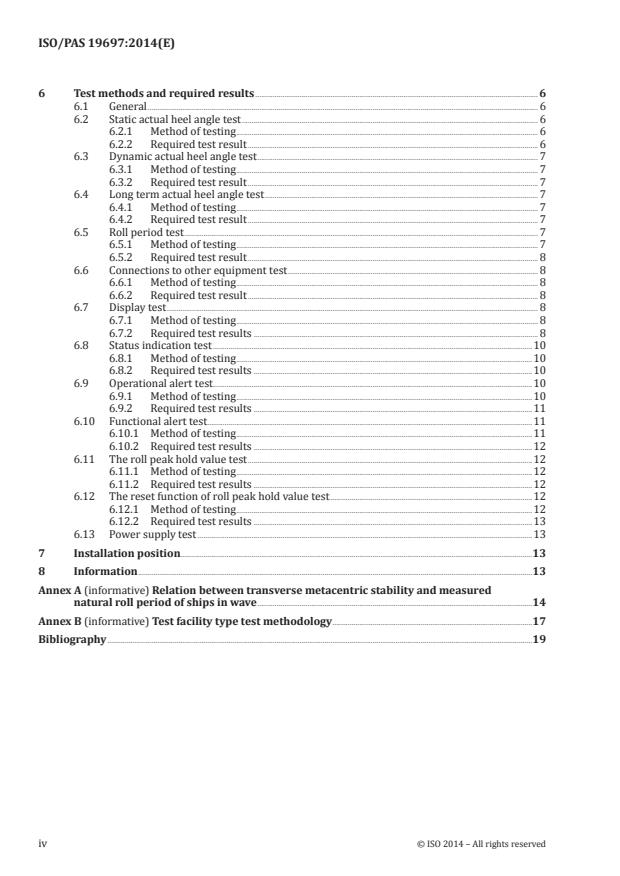 ISO/PAS 19697:2014 ISO/PAS 19697:2014 - Ships and marine technology -- Navigation and ship operations -- Electronic inclinometers - Page 4 preview