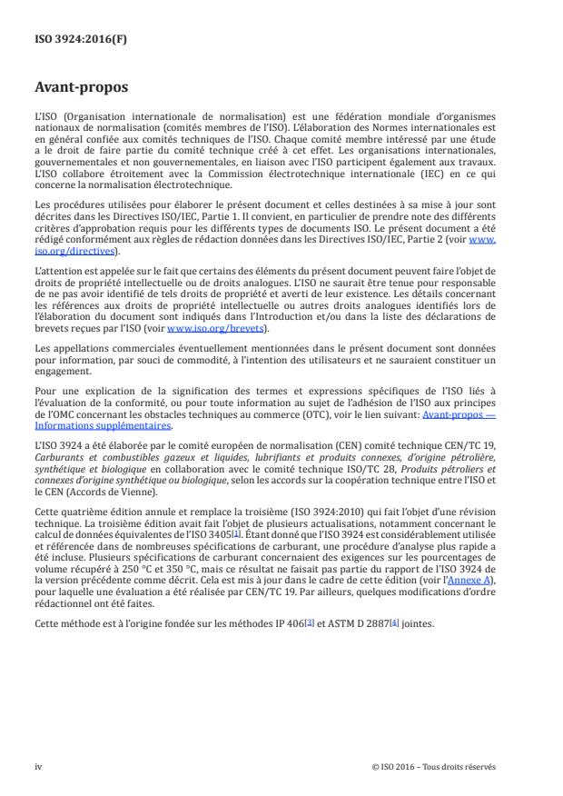 ISO 3924:2016 ISO 3924:2016 - Produits pétroliers -- Détermination de la répartition dans l'intervalle de distillation -- Méthode par chromatographie en phase gazeuse - Page 4 preview