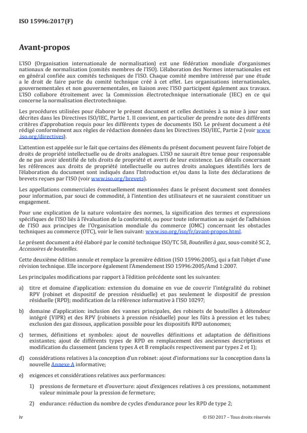 ISO 15996:2017 ISO 15996:2017 - Bouteilles a gaz -- Robinets a pression résiduelle -- Spécifications et essais de type de robinets de bouteille intégrant des dispositifs de pression résiduelle - Page 4 preview
