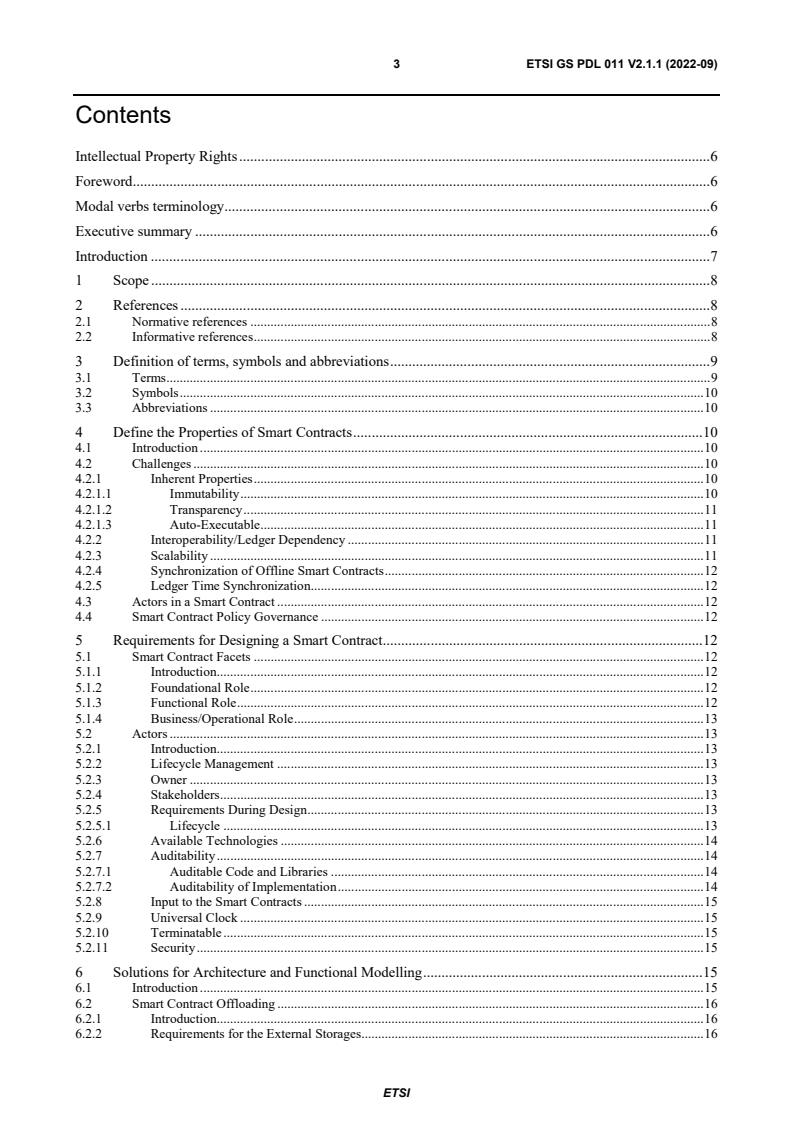 ETSI GS PDL 011 V2.1.1 (2022-09) - Permissioned Distributed Ledger (PDL); Specification of Requirements for Smart Contracts' architecture and security