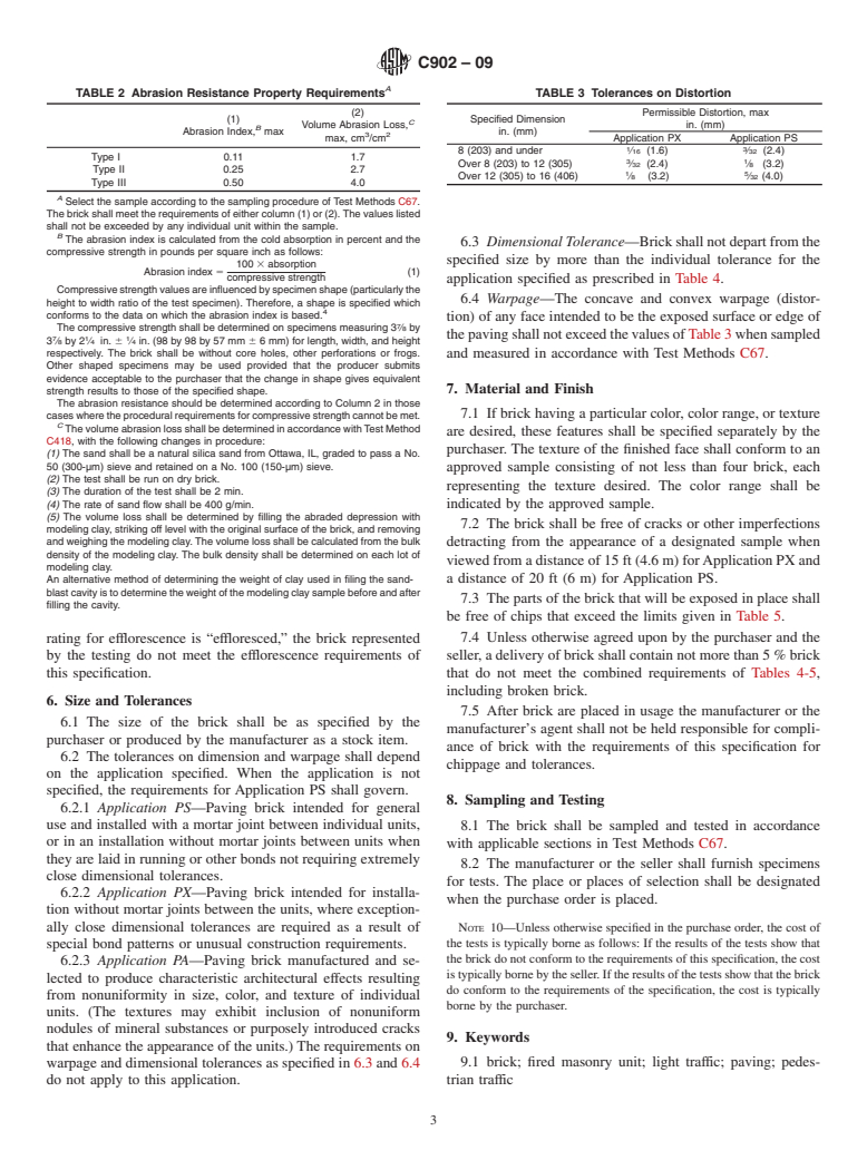 ASTM C902-09 - Standard Specification for Pedestrian and Light Traffic Paving Brick