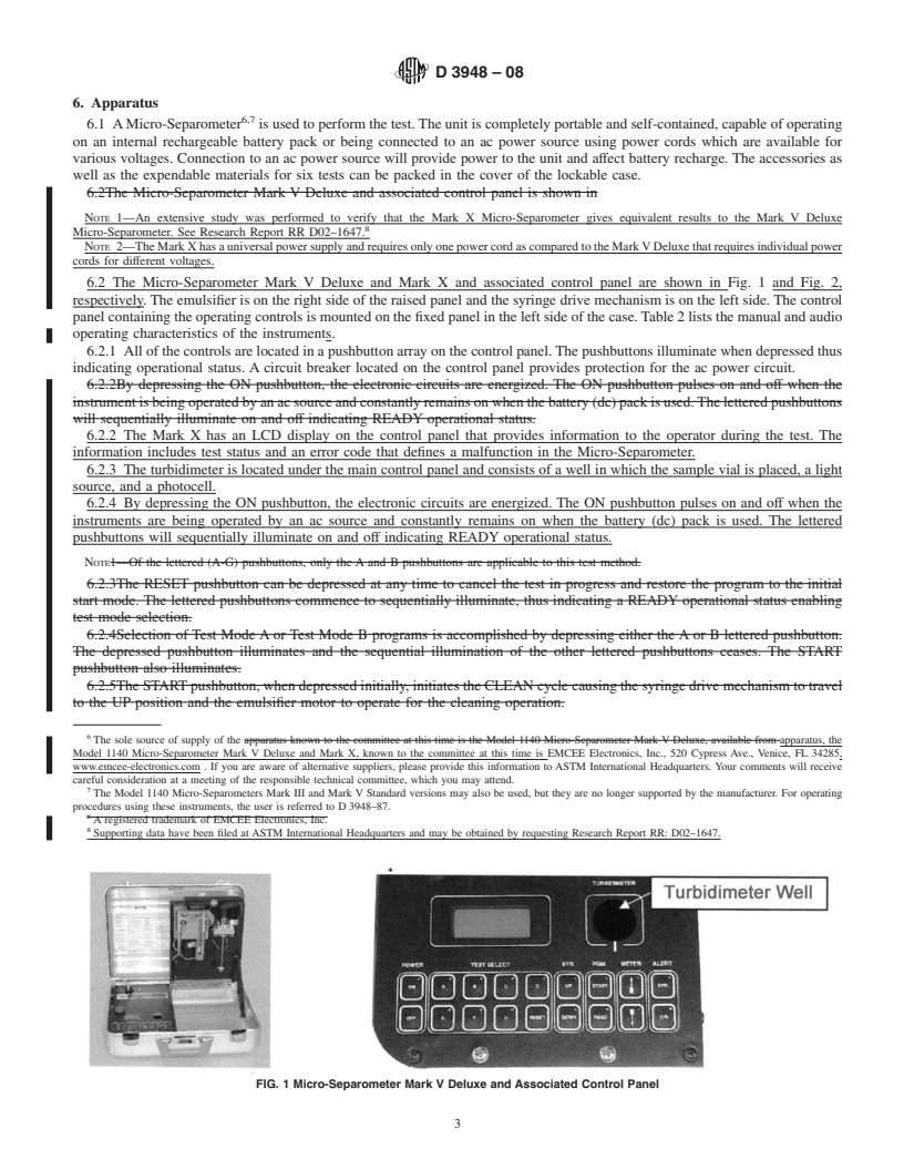 REDLINE ASTM D3948-08 - Standard Test Method for Determining Water Separation Characteristics of Aviation Turbine Fuels by Portable Separometer