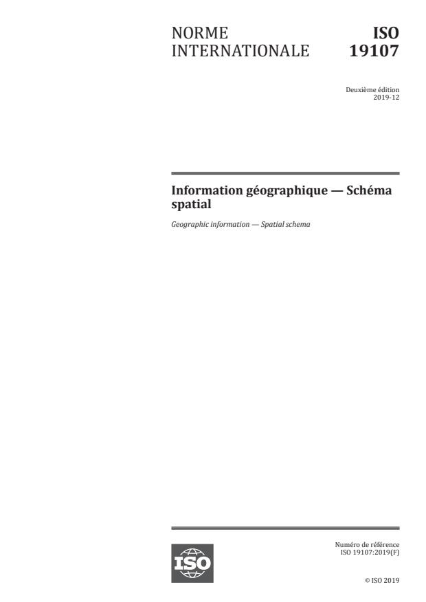 ISO 19107:2019 - Information géographique -- Schéma spatial